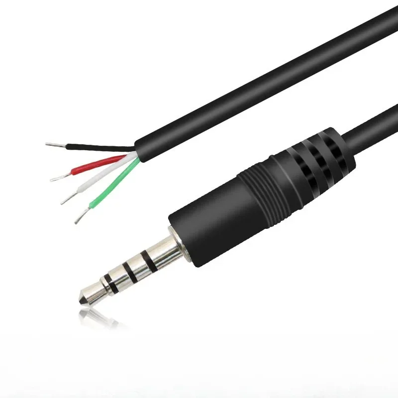 3.5mm 4-Pole Audio Video Cable Headphone Cable Connector Plug 4 Wires For Underwater Camera About 50cm