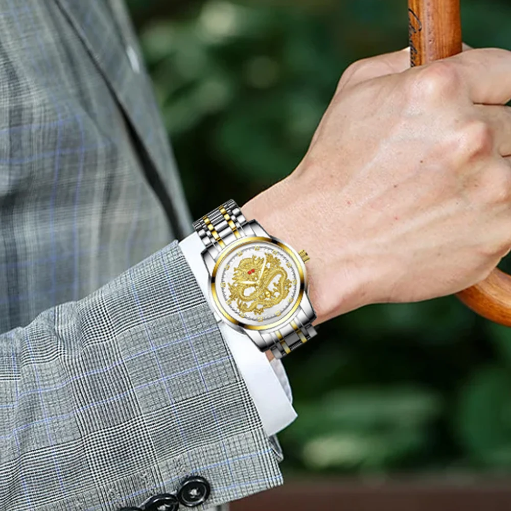 Orologio da uomo al quarzo drago Sunlifex orologio da lavoro in pelle