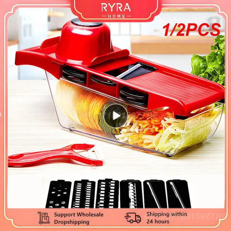 1/2PCS Vegetable Cutter with Handle Steel Blade Mandolin Slicer Potato Peeler Carrot Grater Container Slicer Kitchen Accessories