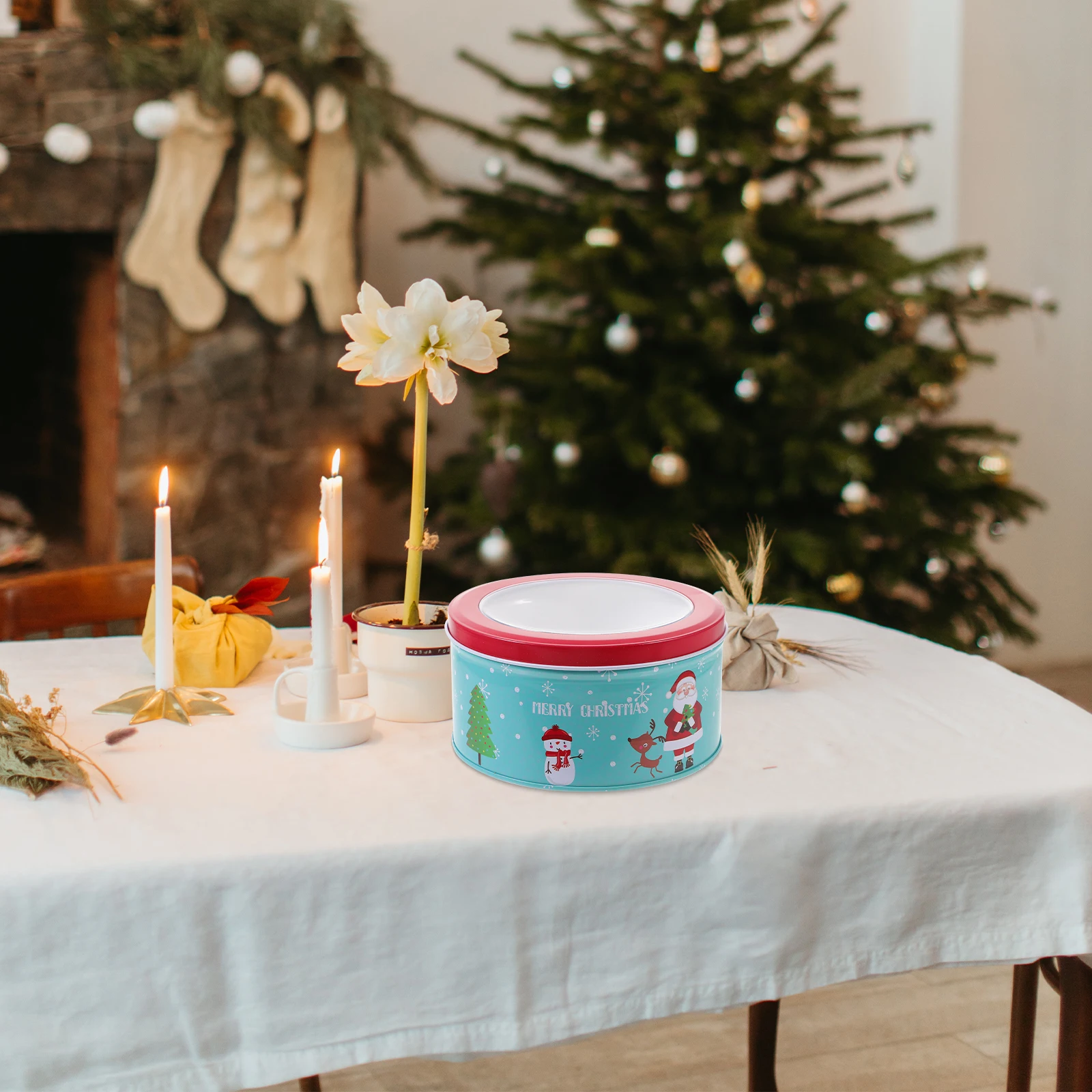 크리스마스 캔디 상자 쿠키 주석 휴일 쿠키 용기 간식 상자 철제 케이크 통