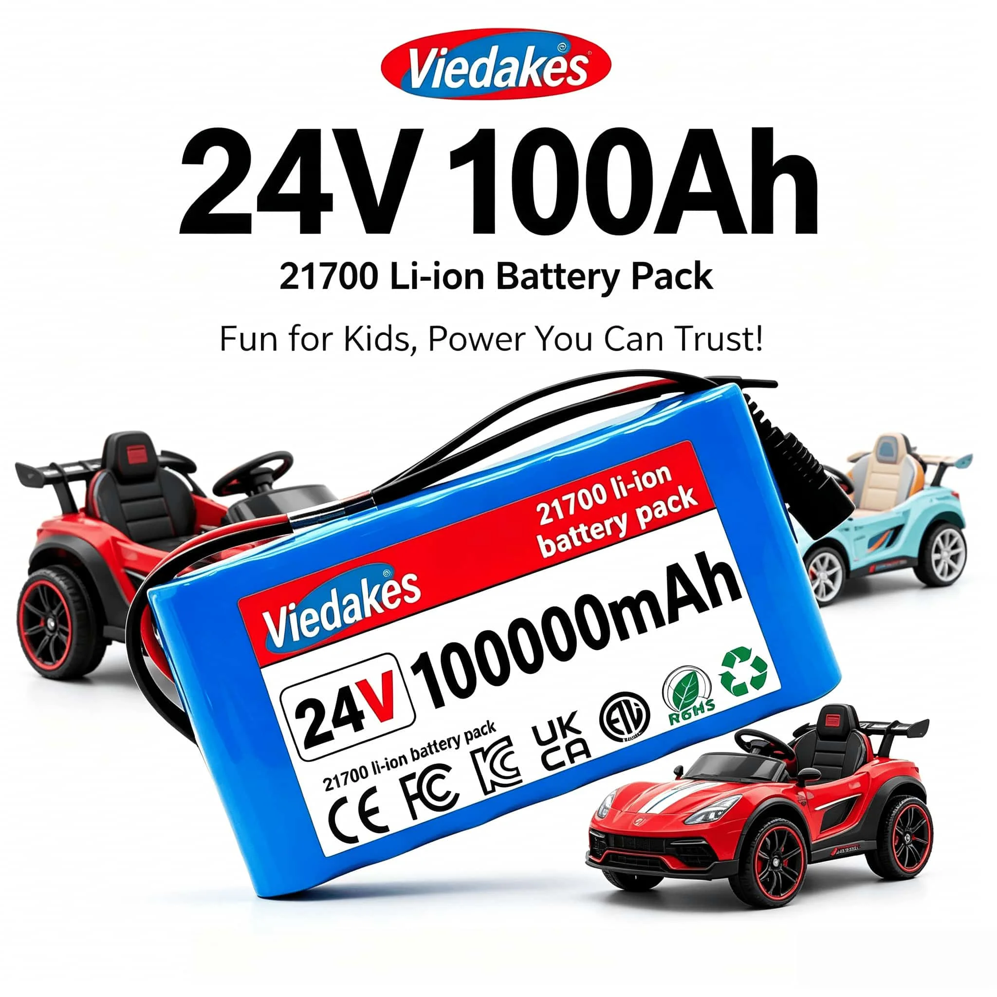 

✨ 40Ah 24V 21700 Lithium Battery, BMS Protected, Free Charger for Kids Ride Cars & Outdoor Solar Backup Power