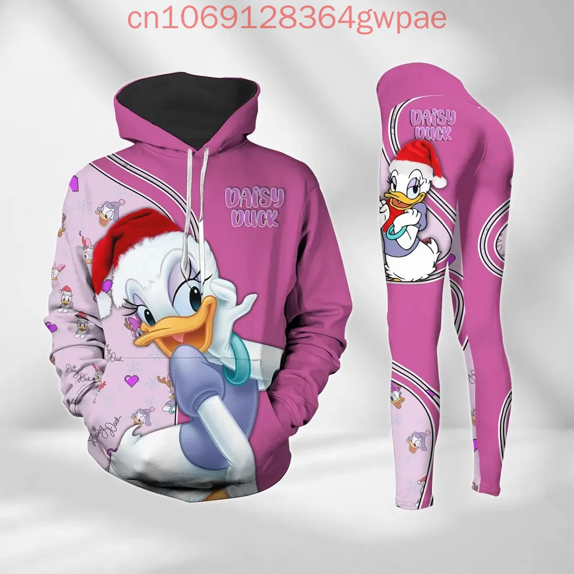 Disney Donald Duck Christmas Hoodie and Leggings Set Women's Hoodie Yoga Pants Sweatpants Set Fashion Legging Track Suit