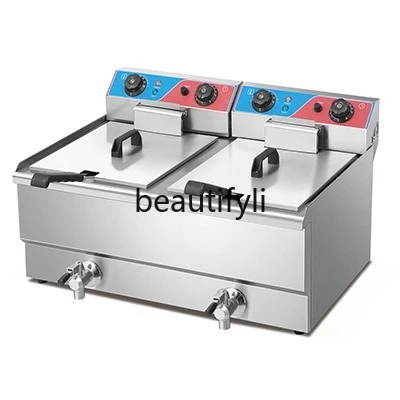 

Commercial, French fries fryer, single and double cylinder stall, fried tofu, electric heating pot