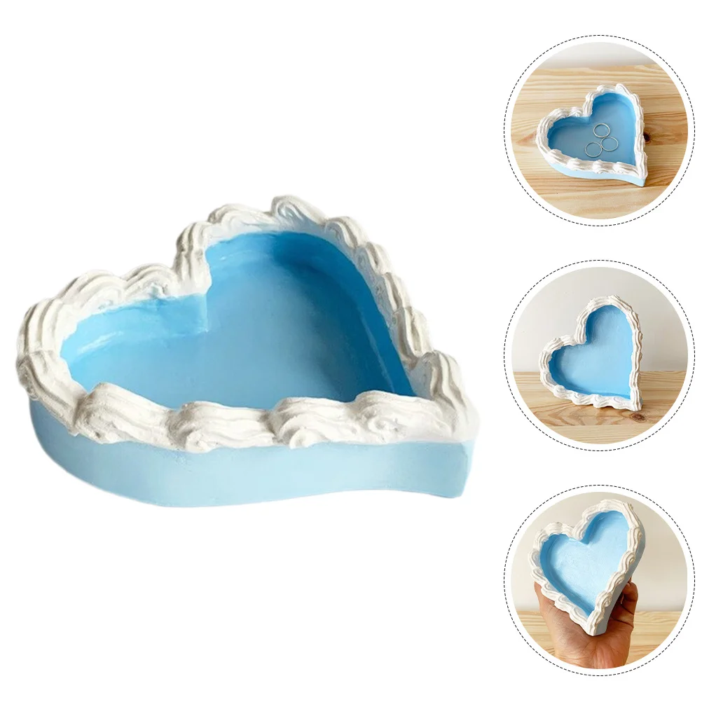 

Resin Heart Jewelry Plate Dish Unique Shape Decorative Tray for Desktop Storage Trinket Organizer Key Holder Entryway Table