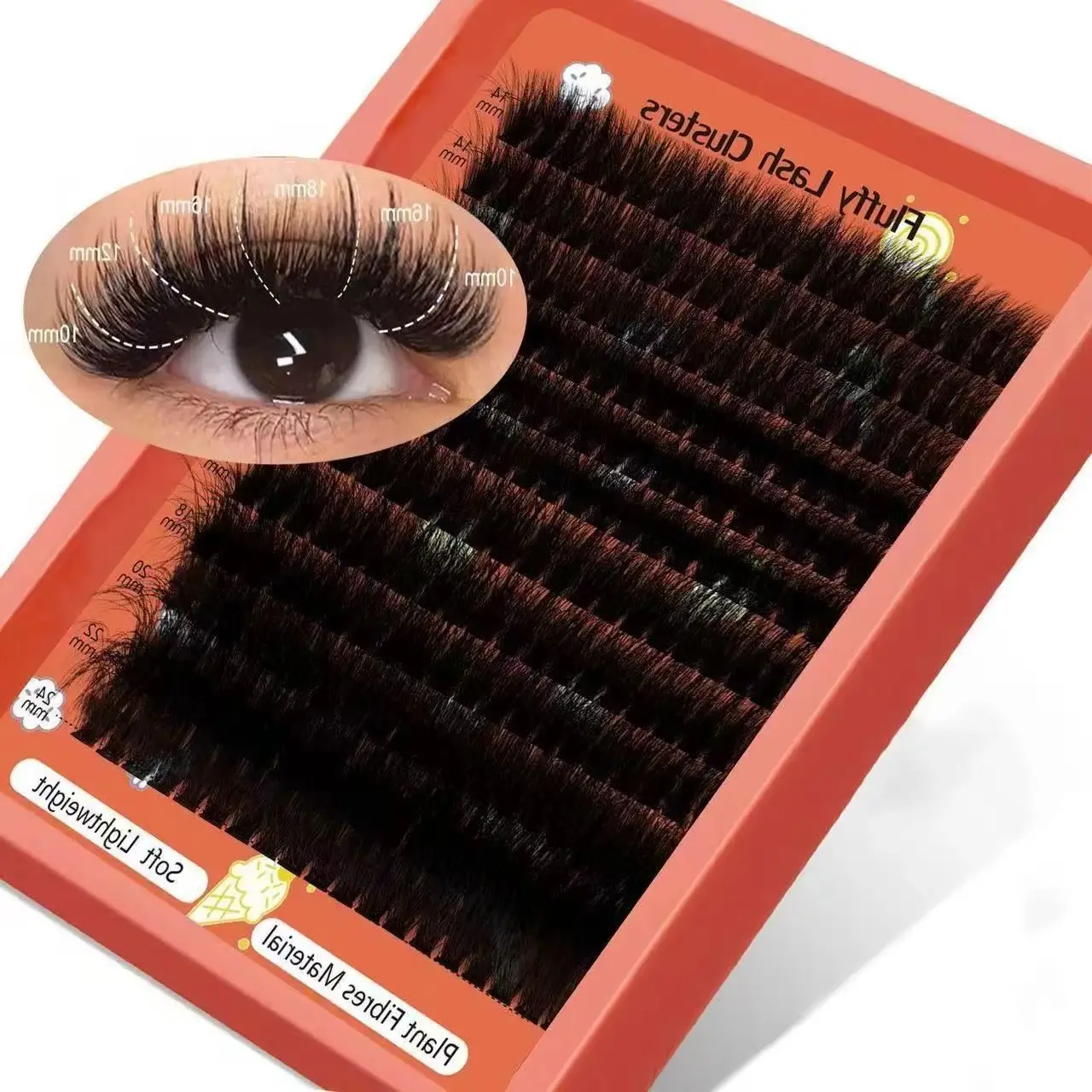 8D Flauschige Cluster-Wimpern D-Curl 80D-100D 0,07mm 14-22mm Gemischtes Volumen Wiederverwendbare DIY-Verlängerungen für Make-up-Anfänger
