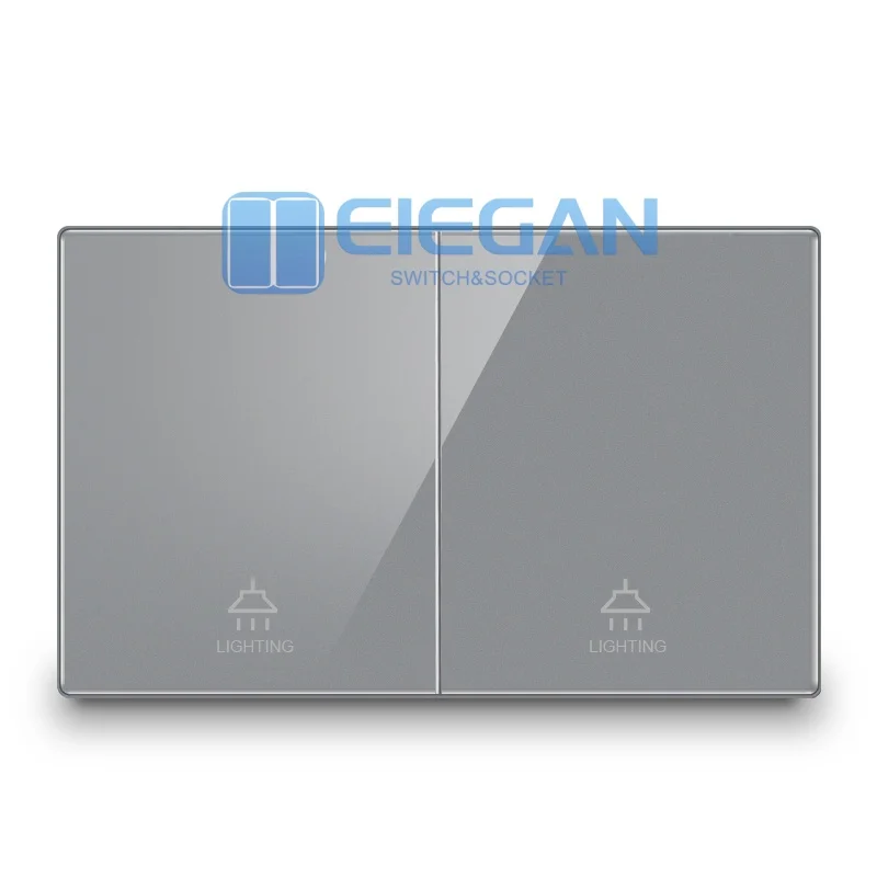 

ELEGAN Grey Tempered Glass Panel Mexican Standard 2.1A Type C Fast Charging American USB Socket 124*76mm Wall Socket Switch