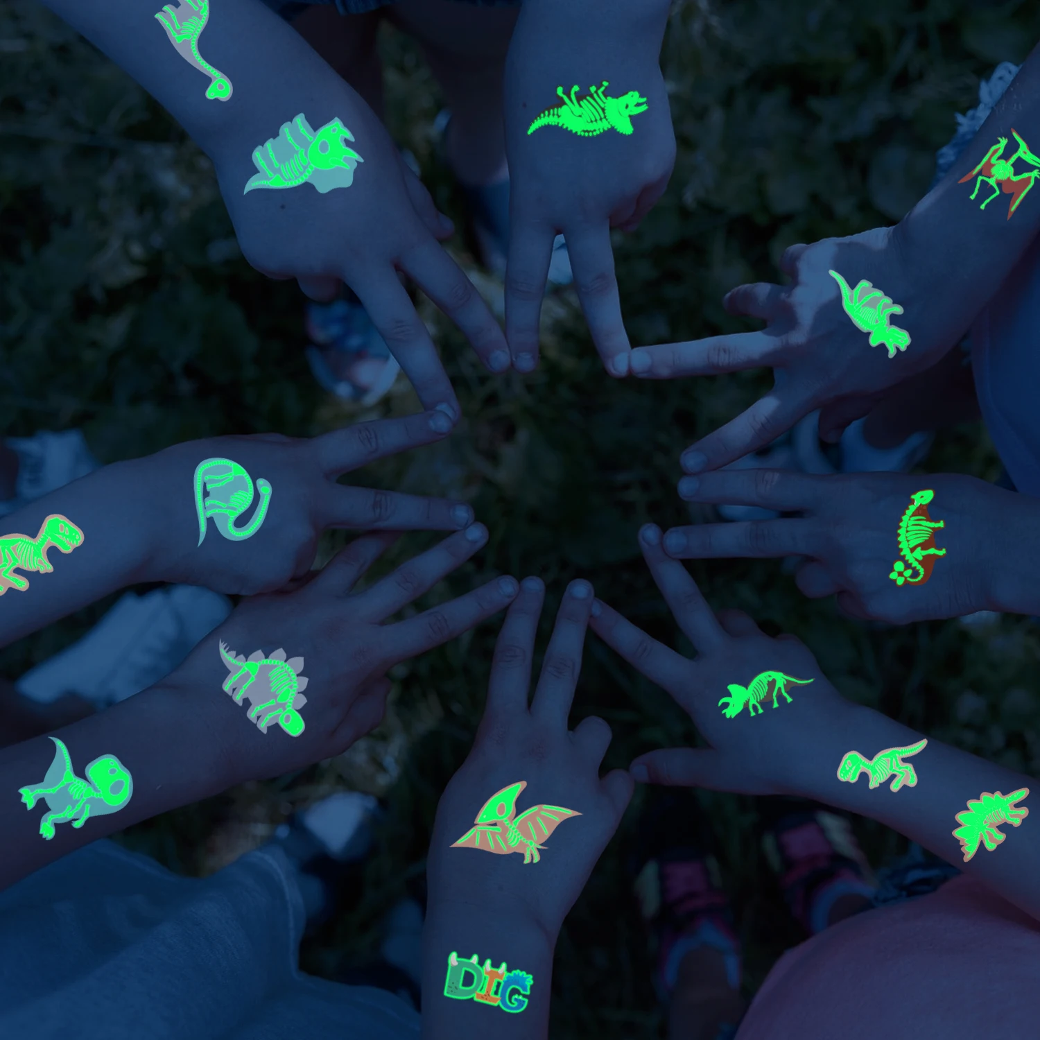 10 وشم مؤقت يتوهج في الظلام على شكل ديناصور، يمكن استخدامها كديكورات وهدايا وجوائز #2