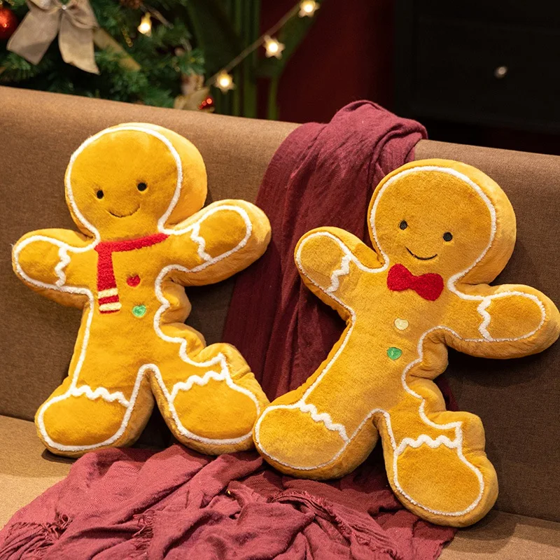 17-40cm Cartoon Creative Gingerbread Plush Doll Pentant Piece Bite Biscute Cookie Plush Toy Home Decor Christmas Gift For Kids