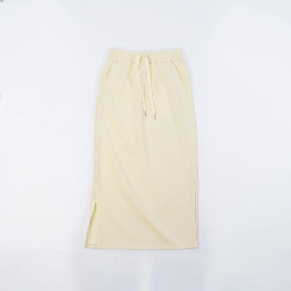 تنورة نسائية صيفية جديدة من القماش الهوائي لعام 2025 - طراز هونج كونج عالي الخصر مع فتحة جانبية | ثنى السوائل يناسب الاغراء #6