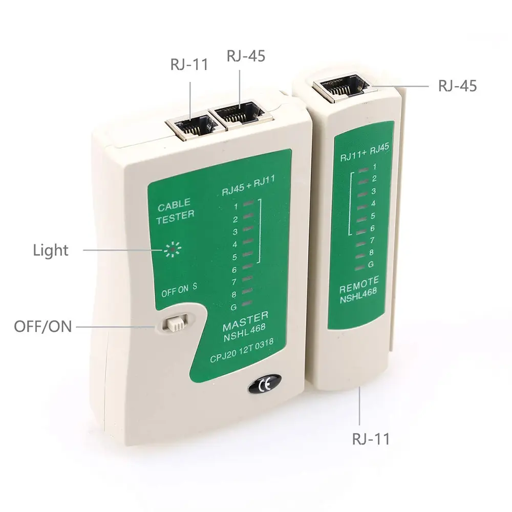 AMPCOM Network Cable Tester RJ45 Ethernet Cable Tester Lan Test Tool for Cat5 Cat6 CAT7 8P 6P LAN Cable and RJ11 Telephone Cable