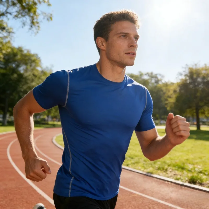 

Men Athletic Top Short Sleeve Compression Shirt Quick Dry Running Tshirt Breathable Workout Shirt