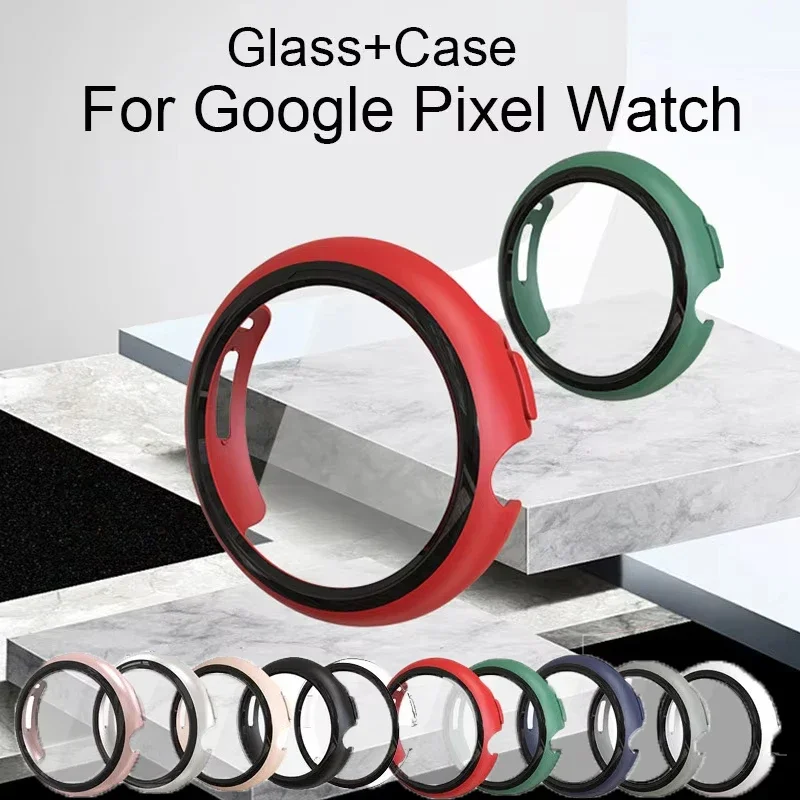 

Tempered Glass+Case for Google Pixel Watch 2 1 Screen Protector PC Hard Cases Shell Bumper Cover For Pixel Watch 2 Accessories
