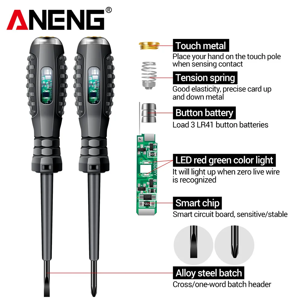 ANENG B05 Word/cross Screwdriver Electric Tester Pen Multi-functional Household Screwdriver with Indicator Electrician Tools