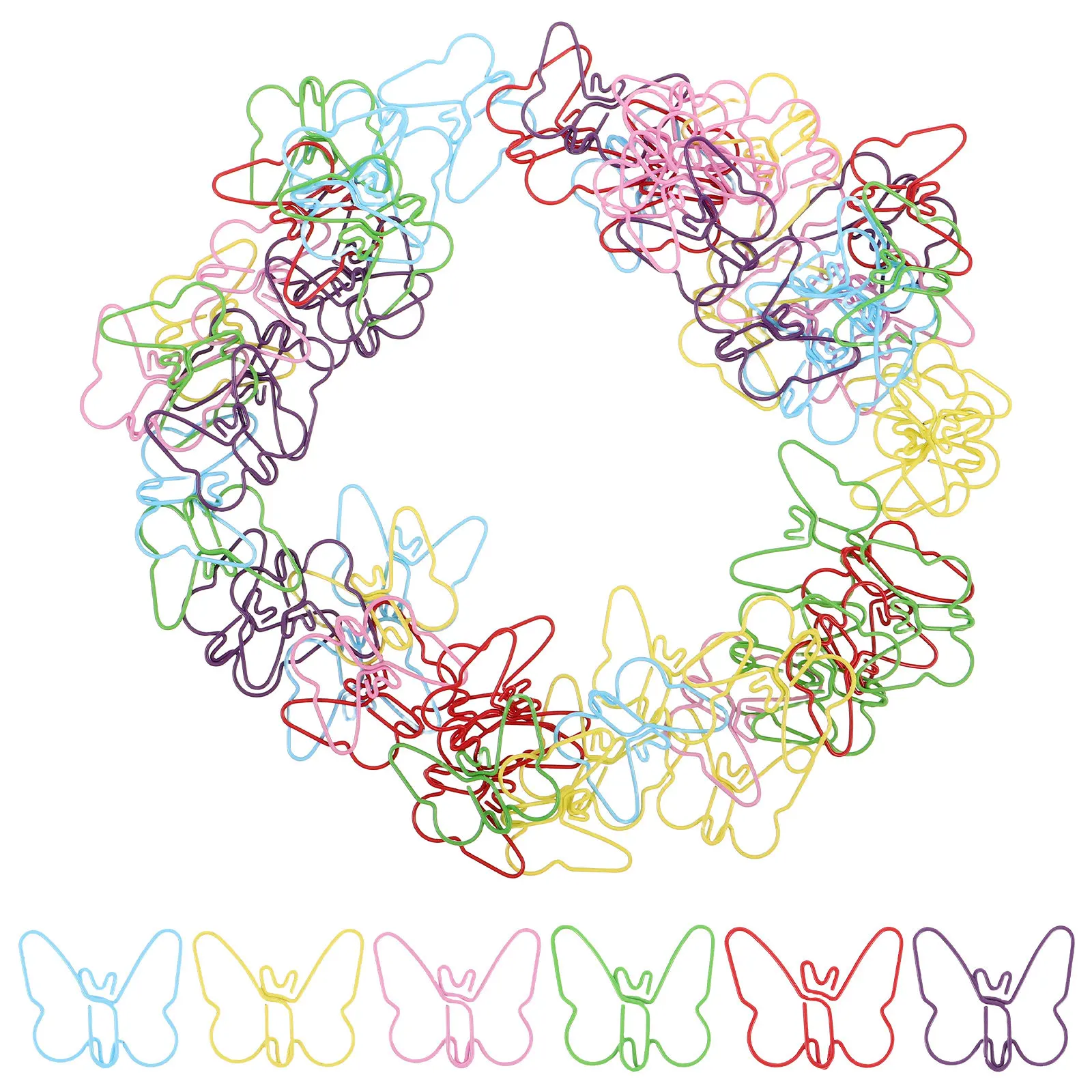 

60 шт. креативных цветных скрепок для бумаги в форме бабочки, цветные скрепки в стиле макарон, декоративные канцелярские принадлежности для школы и дома