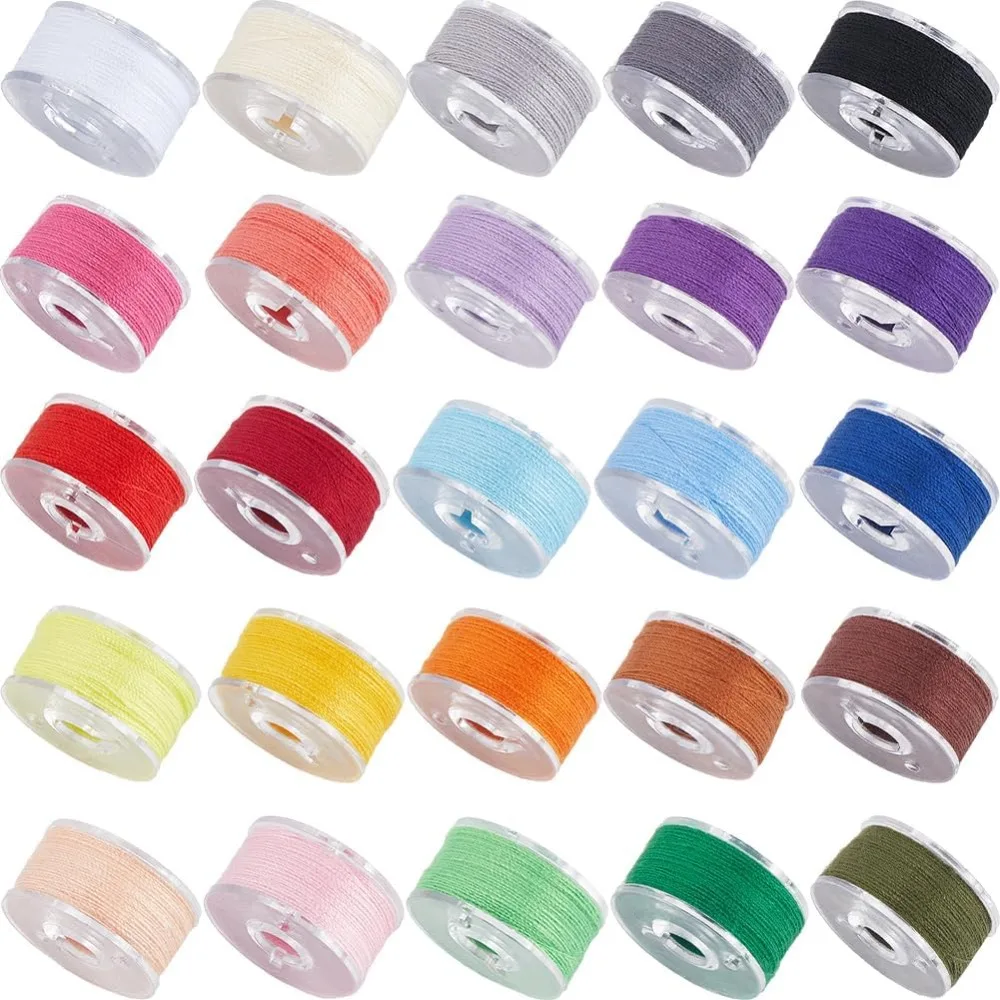 1 Box 25 Colors Sewing Thread bobbins Sewing Threads Bobbin with Clear Box Small Rolls Hand Stitching Quilting Threaded