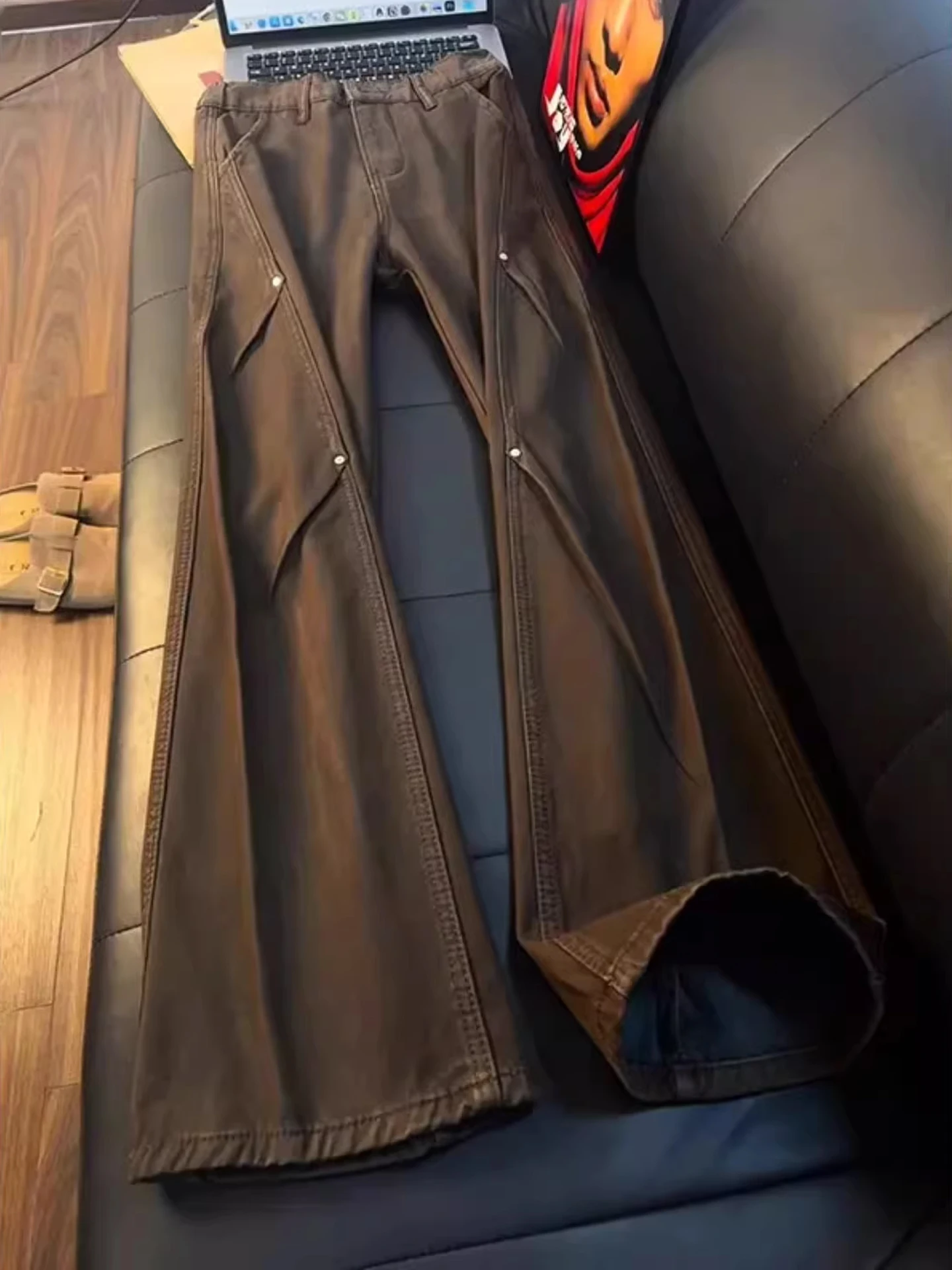 

Мужские джинсы диагонального кроя на подкладке Fce, прямые брюки для спецодежды, утягивающие брюки с заклепками, повседневные джинсы в американском стиле