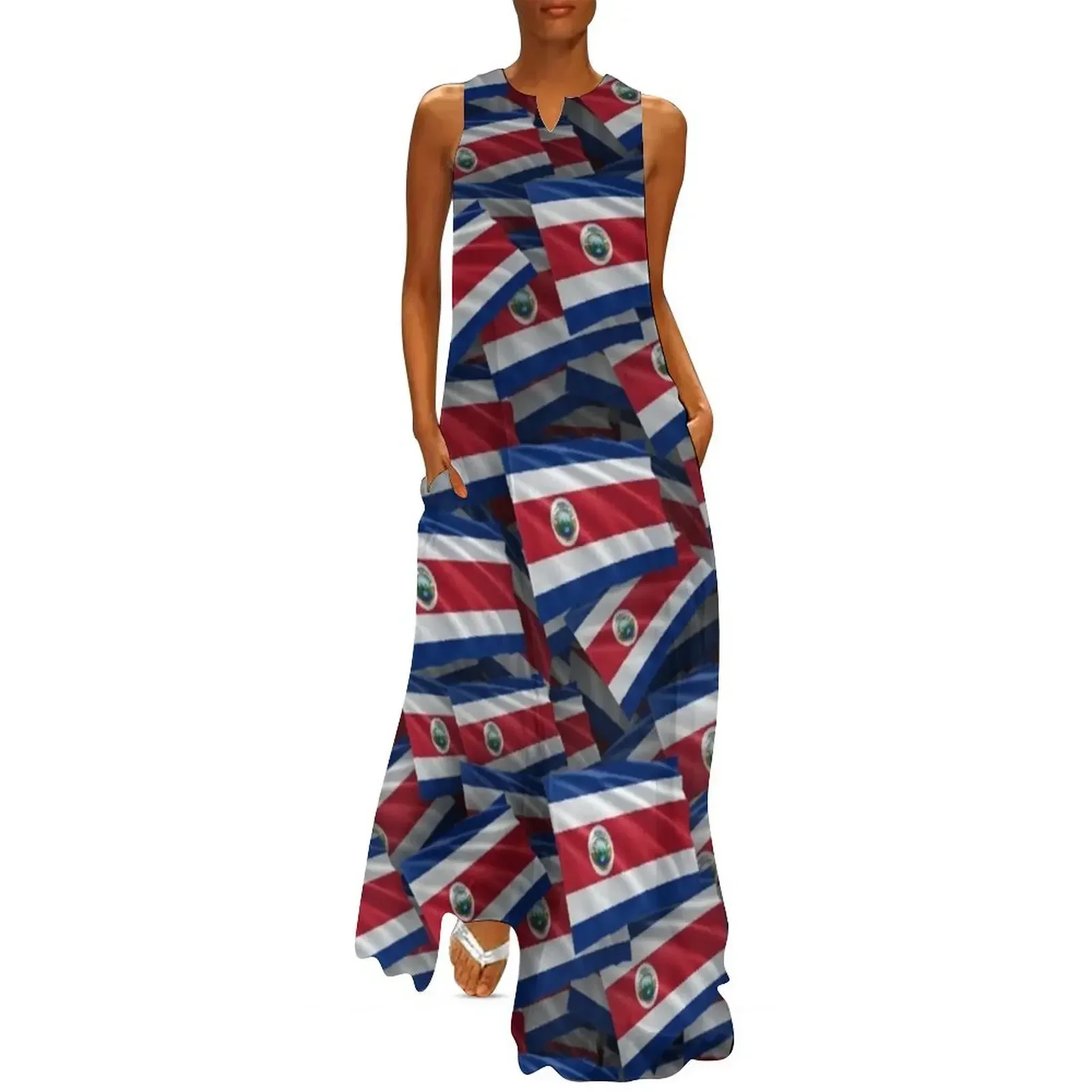 

Costa Rica Flag Pattern Long Dress evening dress woman dress party night summer Summer dresses for women