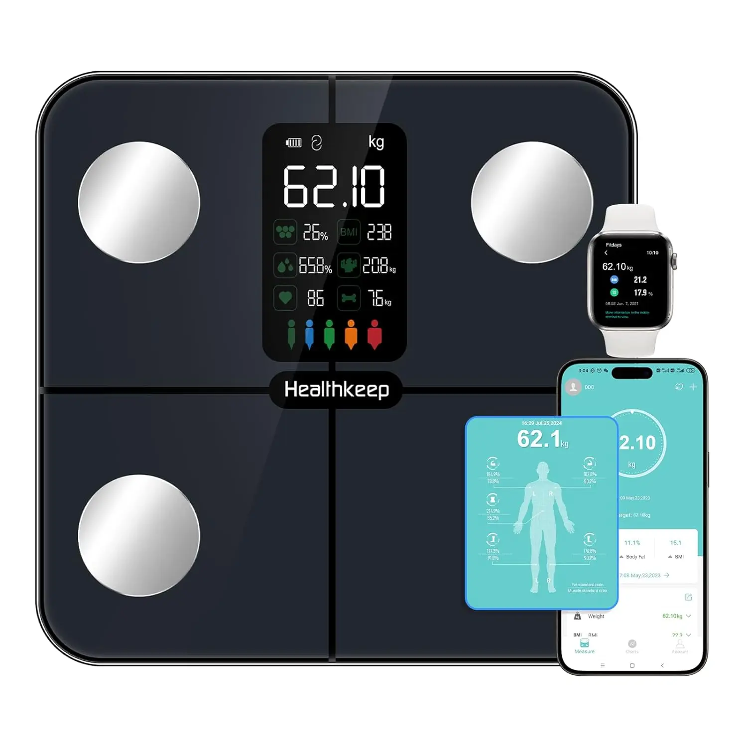 

Smart Scale with Large Backlit Display, Bluetooth App Sync for Body Weight & Composition Metrics