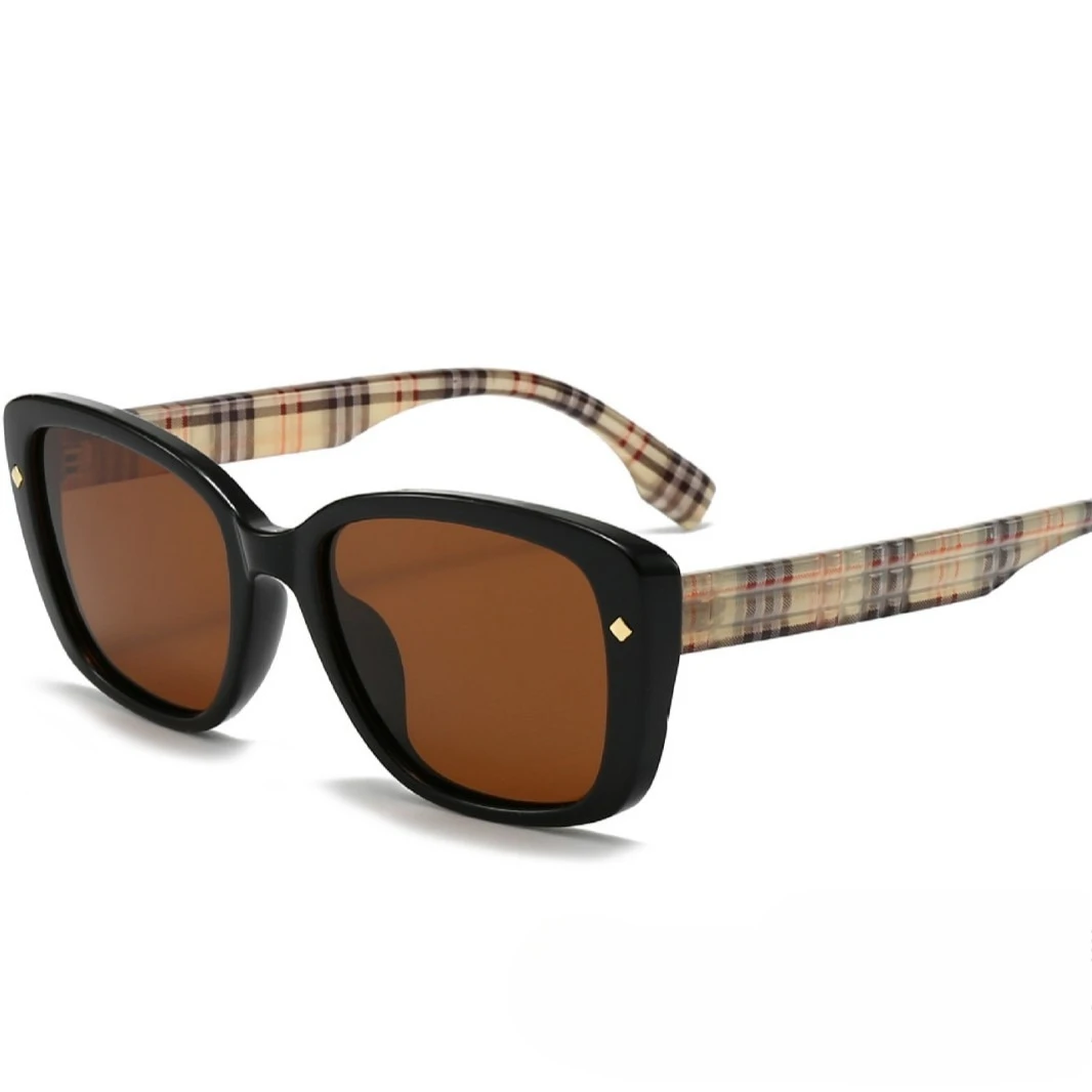 

2025 New Fashion Polarized Sunglasses High-End Classic Plaid Temple Trendy UV400 Protection Luxury Retro Unisex Shades