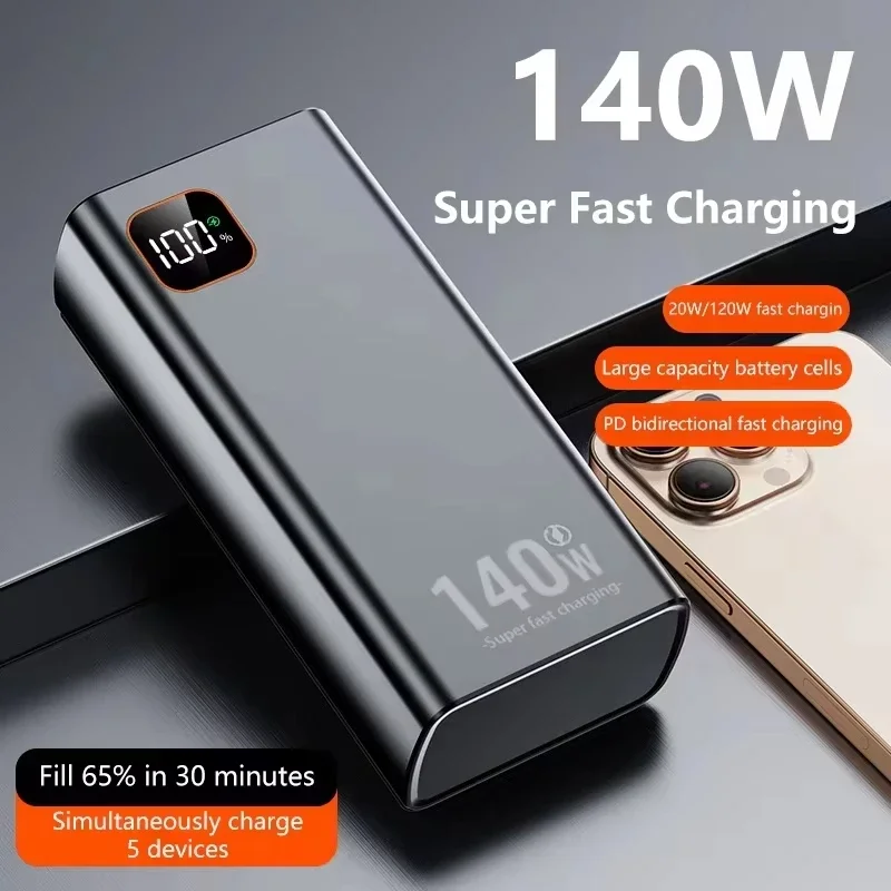 Lenovo 2026 140W 500000mAh Ultra Capacity Power Bank Super Fast Charging CCC Portable Charger For IPhone Samsung - view 5