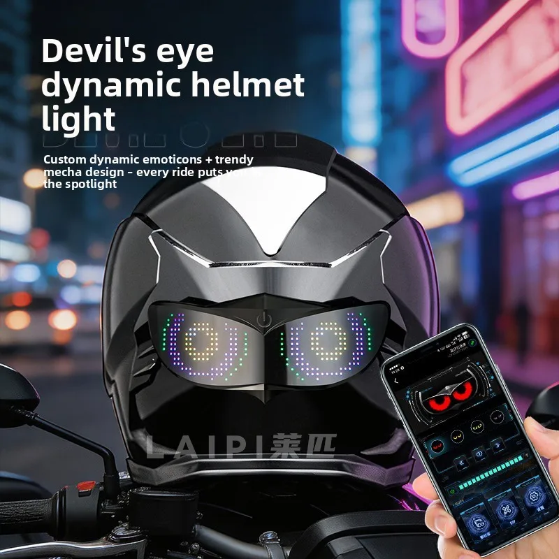 2026 Smart LED Helmet Eyes Light APP Control Motorcycle Helmet Eye Lamp DIY Animated Display Light for Moto Helmet Decoration