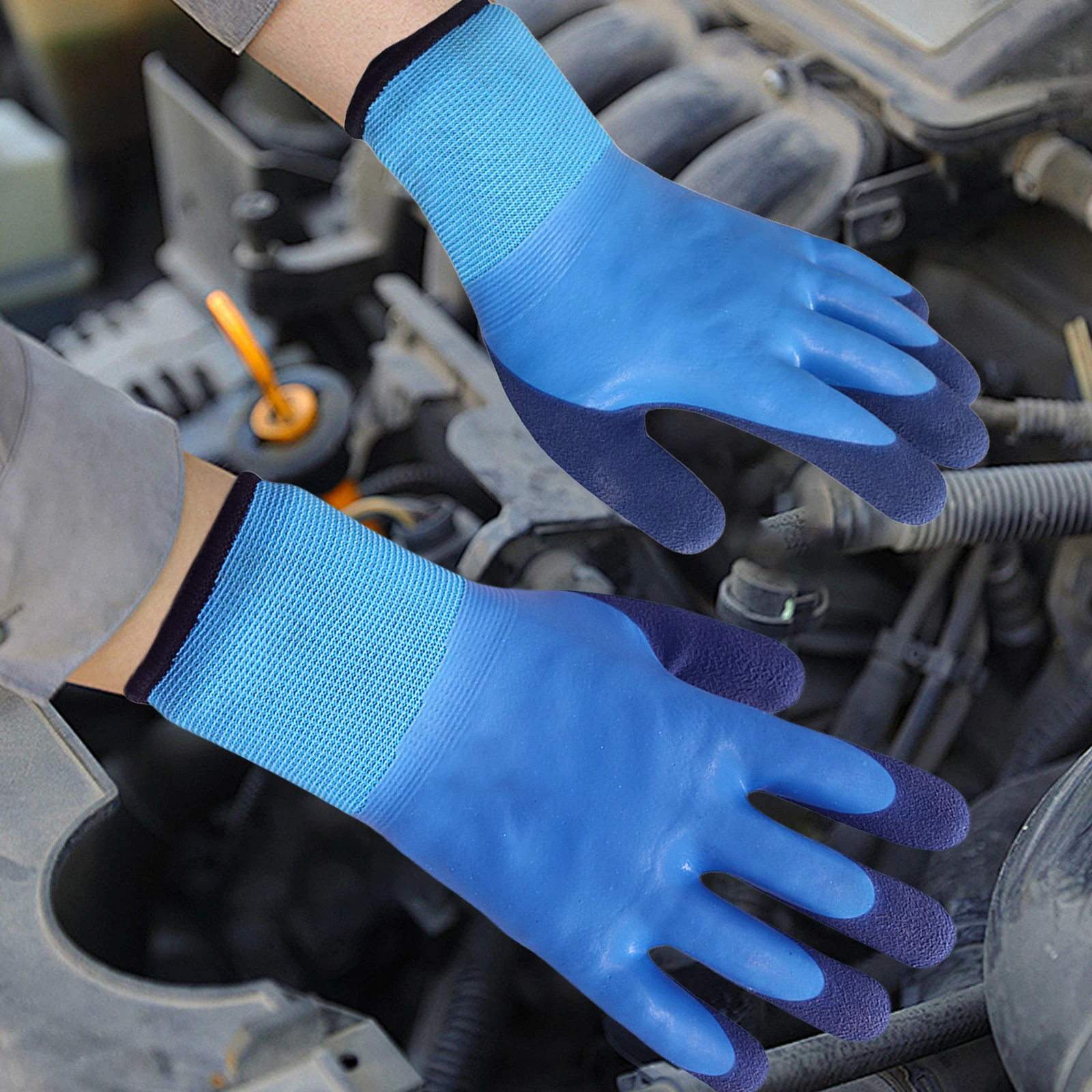 

Double-Layer Work Gloves Non-Slip Coldproof Full Finger Gloves Waterproof for Automobile Repair Logistics Transportation
