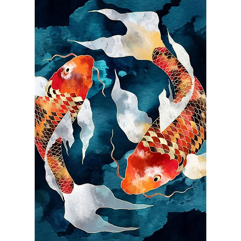 5D Full Diamond Adult Digital Painting Diamond Album, Children Adult, Beginner Housewarming Gifts, Koi Pictures