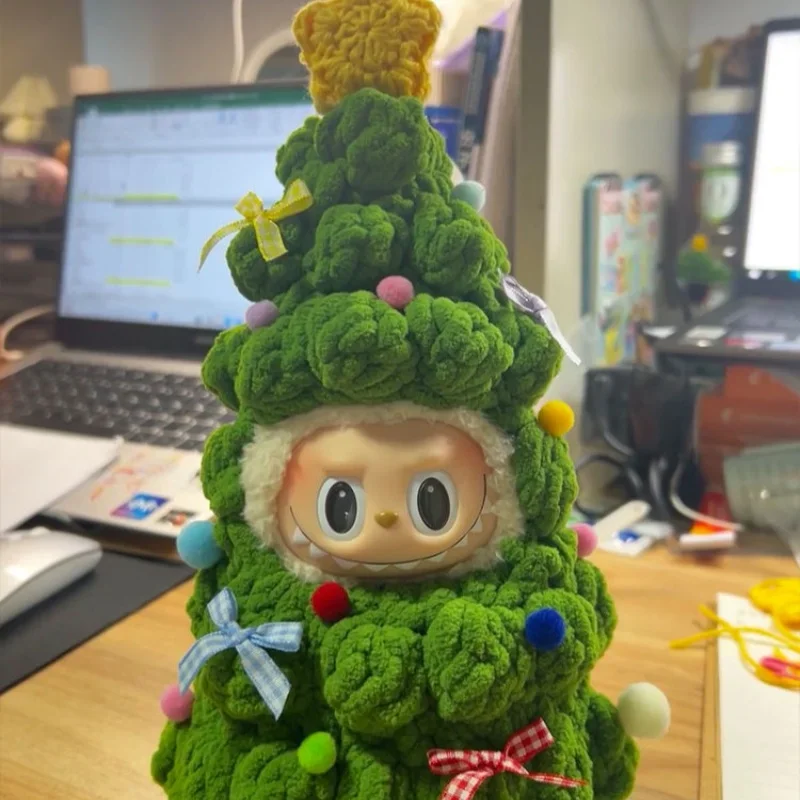 Hot Handmade DIY Material Package Crochet Doll Clothes for Labubu 17cm Cute Christmas Tree Shape Outfit Creatitive Xmas Gifts