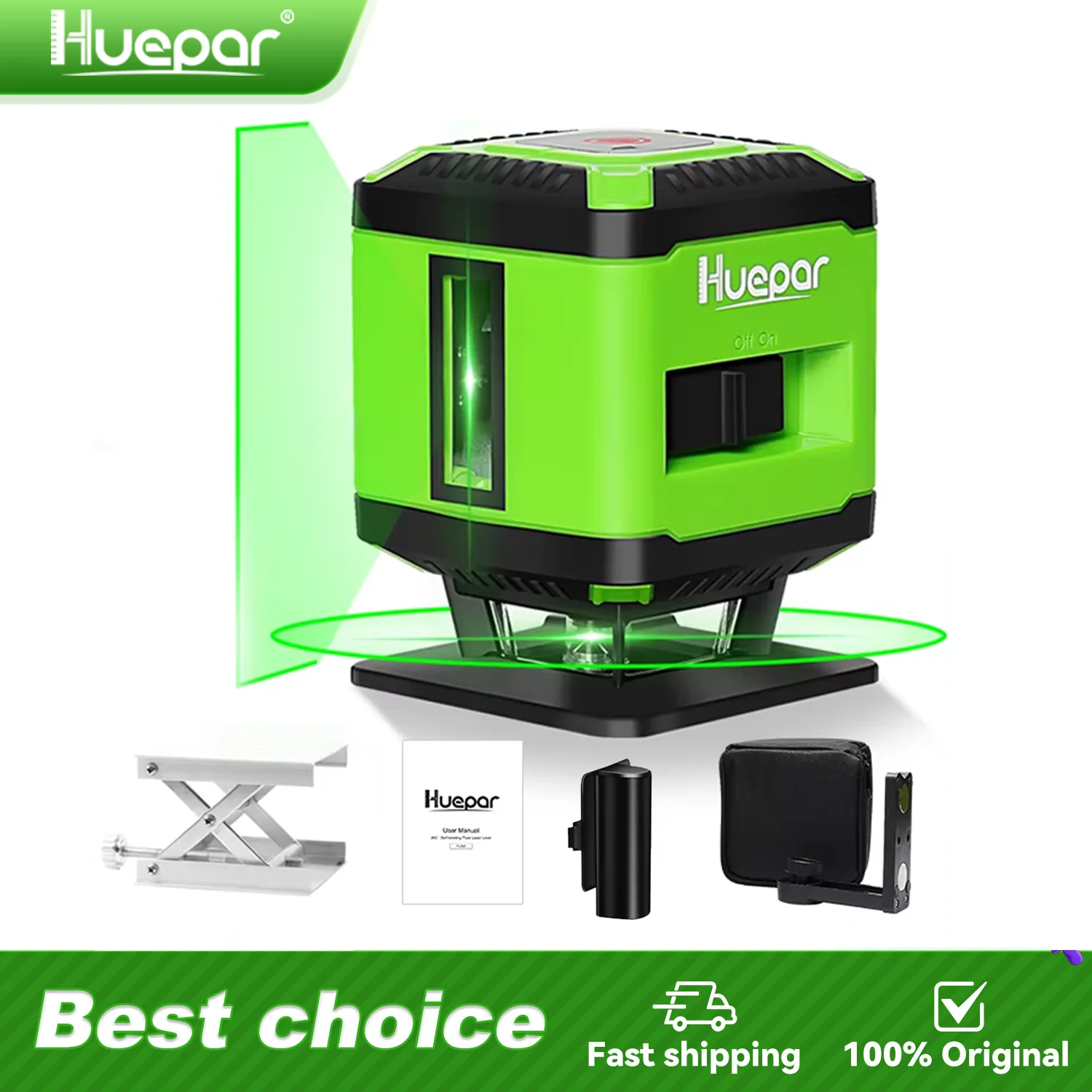 

Лазерный нивелир Huepar FL360G с зеленым лучом 360° ° Самовыравнивающийся лазерный нивелир с крестообразными линиями и кронштейном для укладки плитки и выравнивания углов