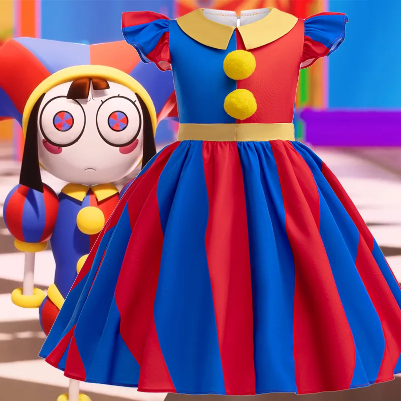 Costume de Cosplay de Clown LYus Pomni, Robe de ixpour Enfants, Performance sur Scène, Cadeau d'Anniversaire