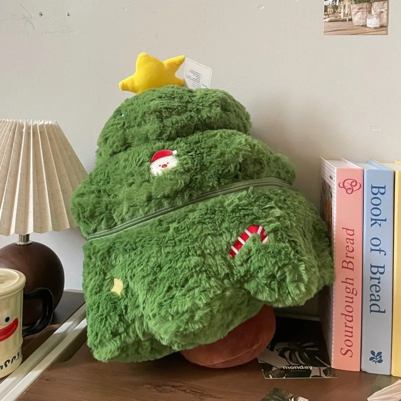 45cm Christmas Tree Plush Toy Pillow Stuffed Doll Soft Cartoon Plushie Sofa Cushion Birthday Gift for Room Decor