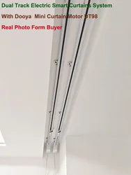 Dooya DT98 Motorized Double Curtain Rod Mini Smart Electric Track System Compatible with Mijia App Includes Remote Control