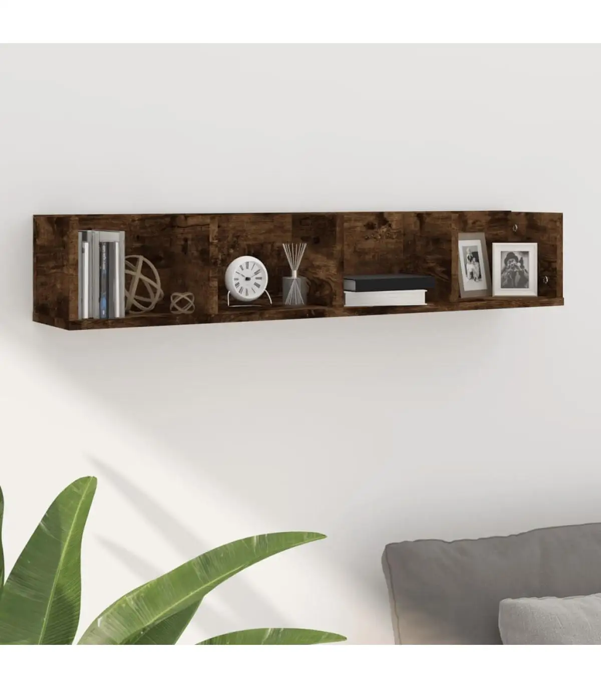 100x18x18cm Smoky Oak Wood CD Wall Shelf Shelf