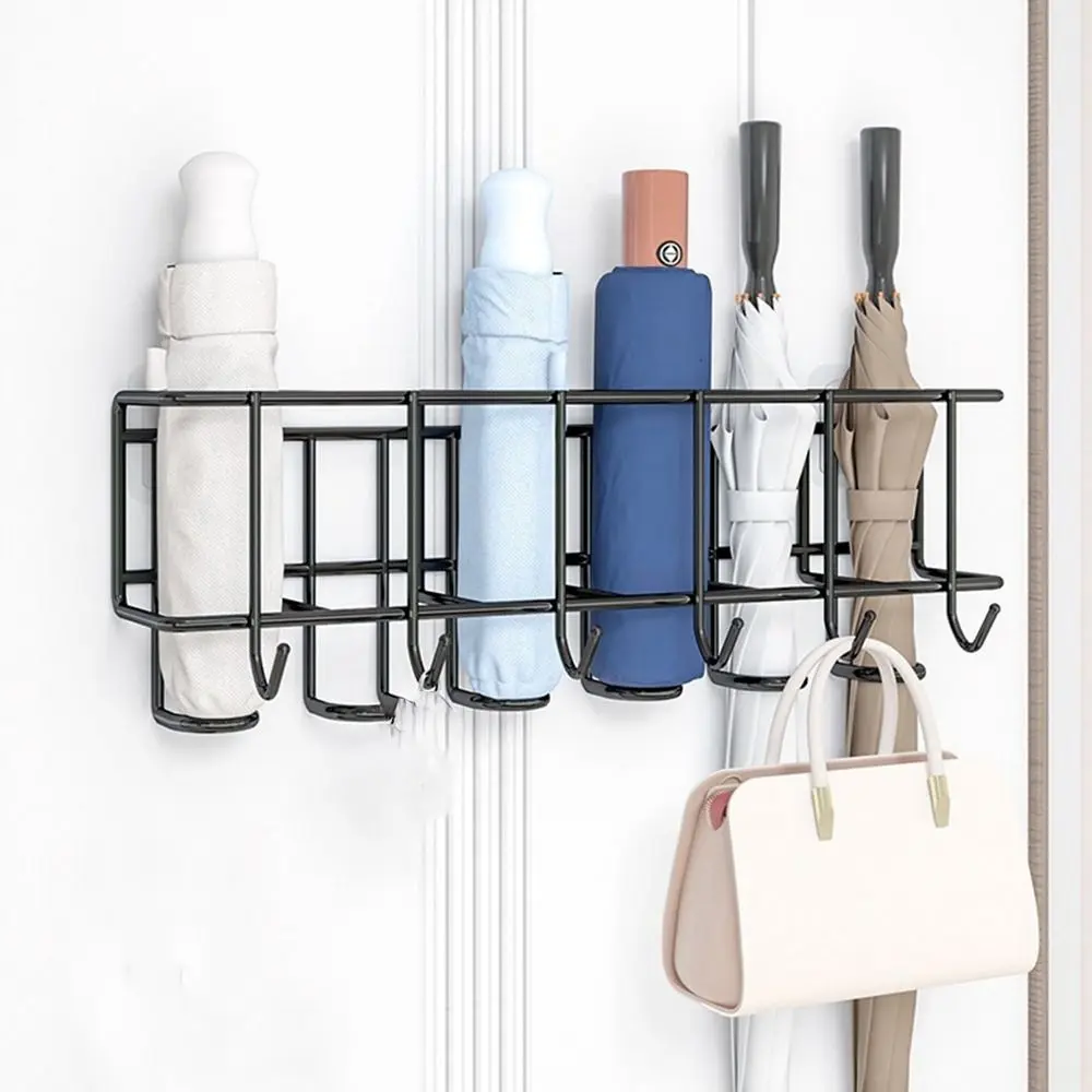 Umbrella Storage Rack Wall-mounted Capacity Behind The Towel Door Bag Key Hook Storage Holder for Home Bathroom Office Orgainzer