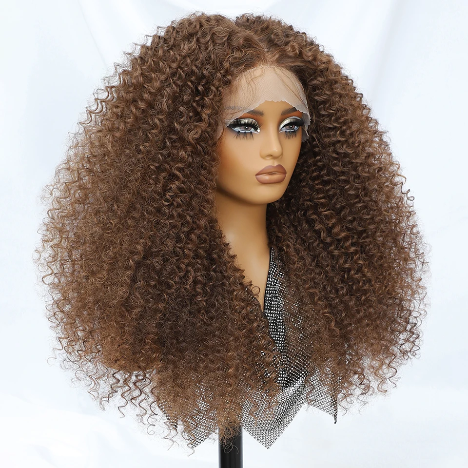 24 Inch Jerry Krul Synthetische Kant Pruiken Ombre Bordeaux Kinky Krullend Pruiken Voor Afro Vrouwelijke Zwarte Latisha Lace Front Pruiken voor Vrouw