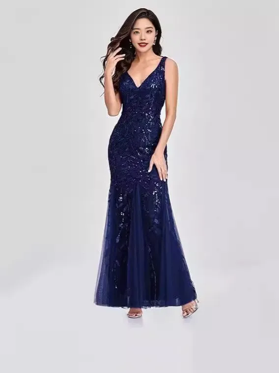 Elegant Strapless Prom Dress Long Maxi Length Dusty Pink Navy Blue Floral Red Evening Party Dress Sleeveless with Sequins