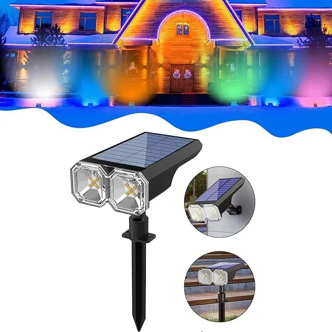 Solar Powered Spotlights Outdoor Waterproof Colors Changing Halloween Christmas Landscape Solar Spot Lights for Outside Yard