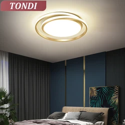 TONDI New Modern LED Round Pendant Light Gold/Black/White Tricolor For Bedroom Living Room Kitchen Study Room Ceiling Light