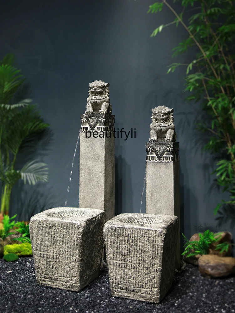 New Chinese Circulation Flowing Water Ornaments Courtyard Landscape Fish Pond Water Tank Landscape Rockery Fountain Fish Tank