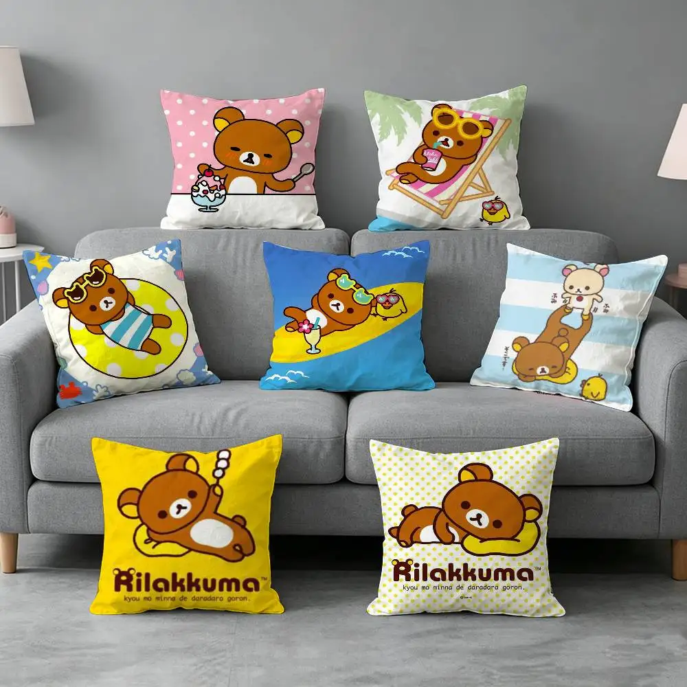 Funny Rilakkuma B-bear-r Pillow cover Simple solid color design Surprise For Multiple Bedroom Styles.