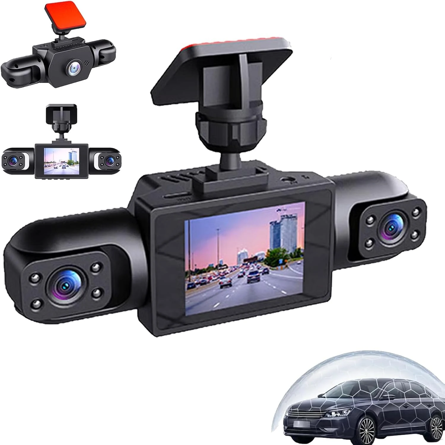

All-Round 360 Degree 1080P Panoramic Dash Cam 2-Inch 4-Lens Collision Sensing Motion Monitoring Cross-Border Video Recorder