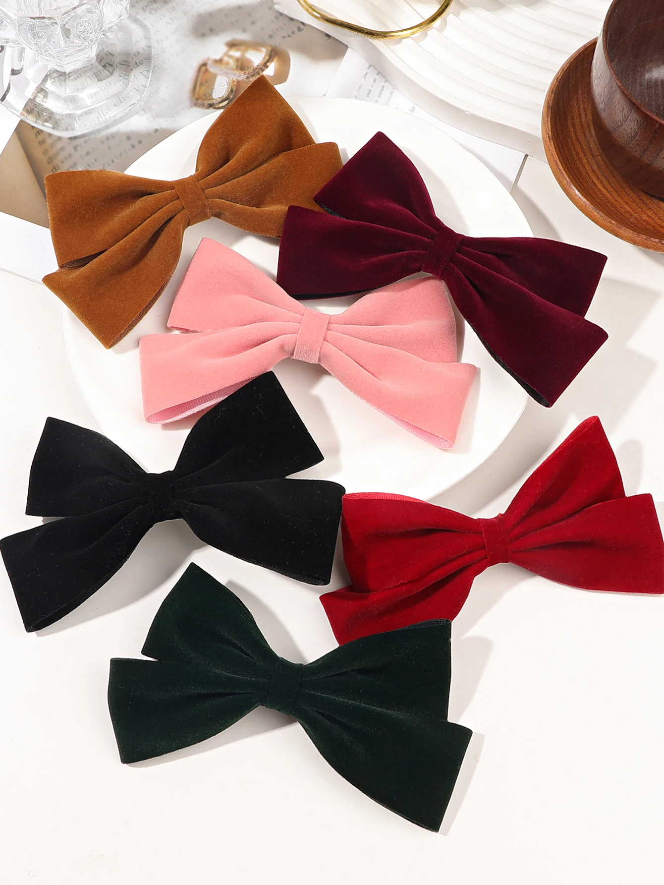 1PCS Velvet Hair Bows Hair Ribbon Clips Hair Accessories for Women Girls Toddlers Kids Baby