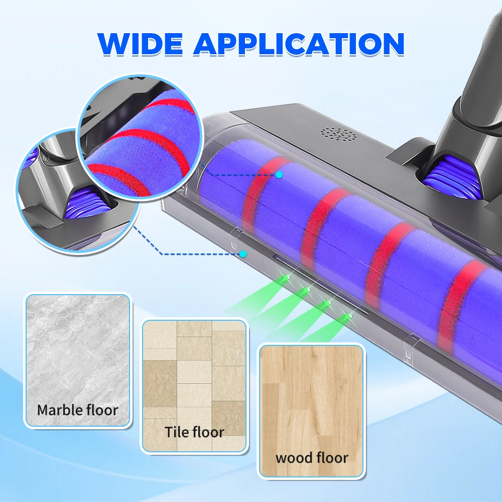 For Dyson V7 V8 V10 V11 V15 Vacuum Cleaner Motorhead Brush Head Anti Entangleme Direct Drive Hard Floors Mop Head with LED Light view 2