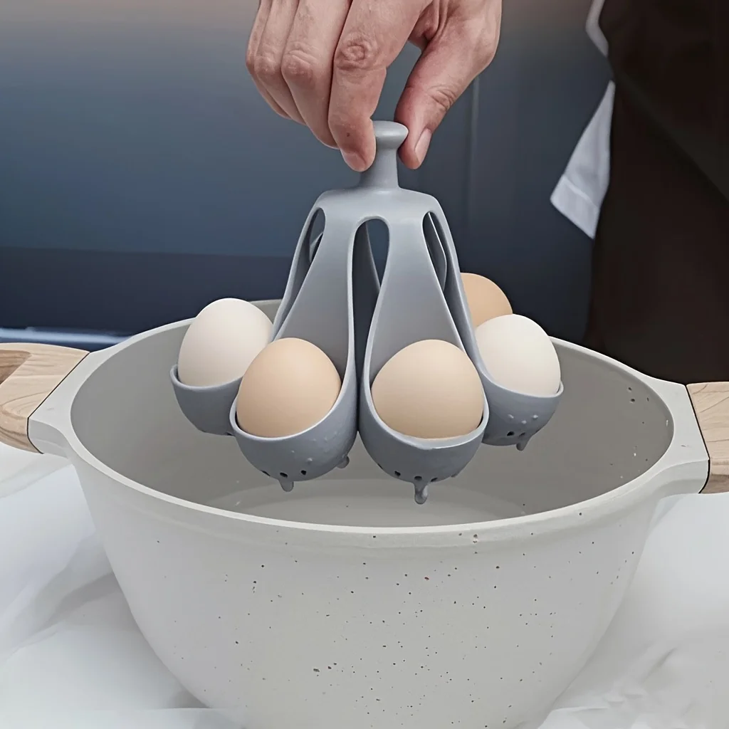 Soporte para huevos 4/6, cocina para huevos de silicona resistente a altas temperaturas para la cocina casera, ideal para cocinar huevos al vapor para el desayuno familiar
