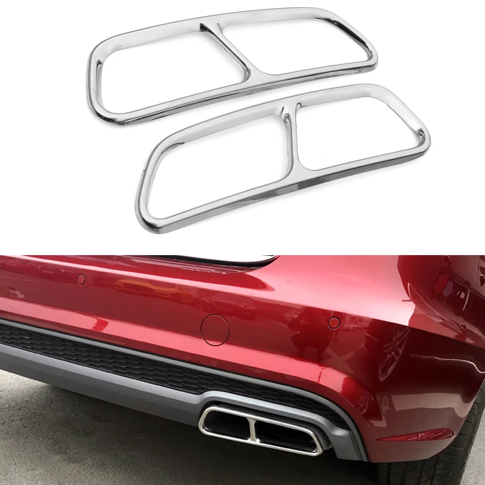 2pcs Stainless Steel Rear Exhaust Muffler Tail Pipe Cover For Audi A6 A7 C7 2016 2017 2018 Decoration Rear Cover Black Silver