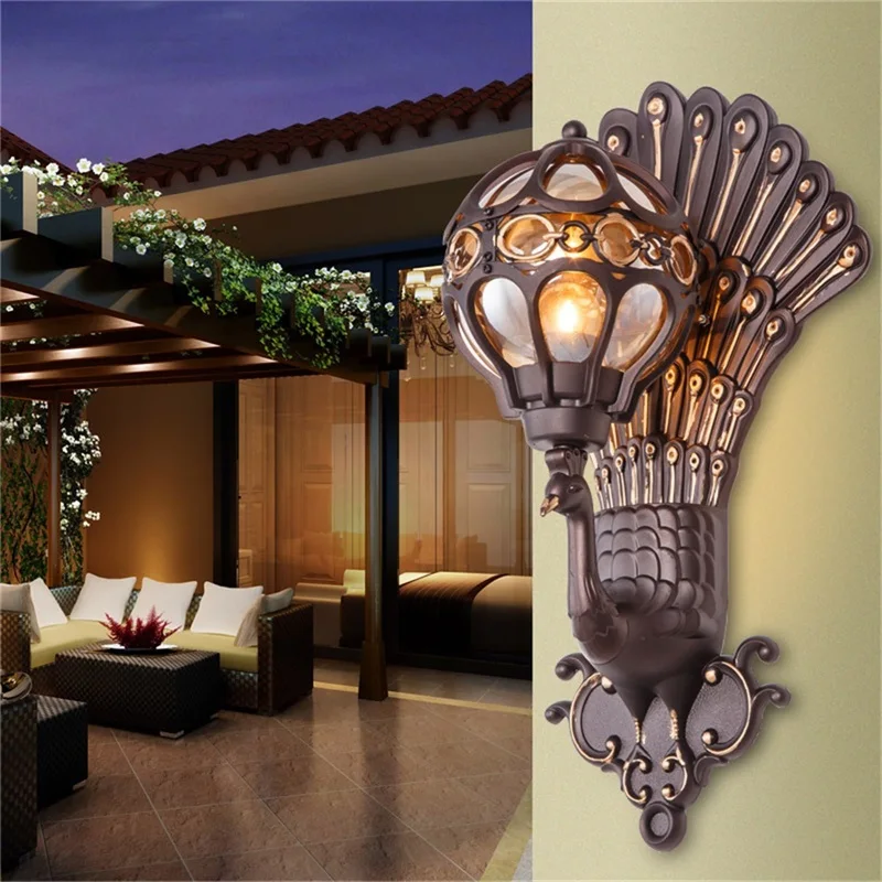 APRIL Retro Outdoor Wall Lights Classical Peacock Shade Sconces Lamp Waterproof Decorative For Home Porch Villa
