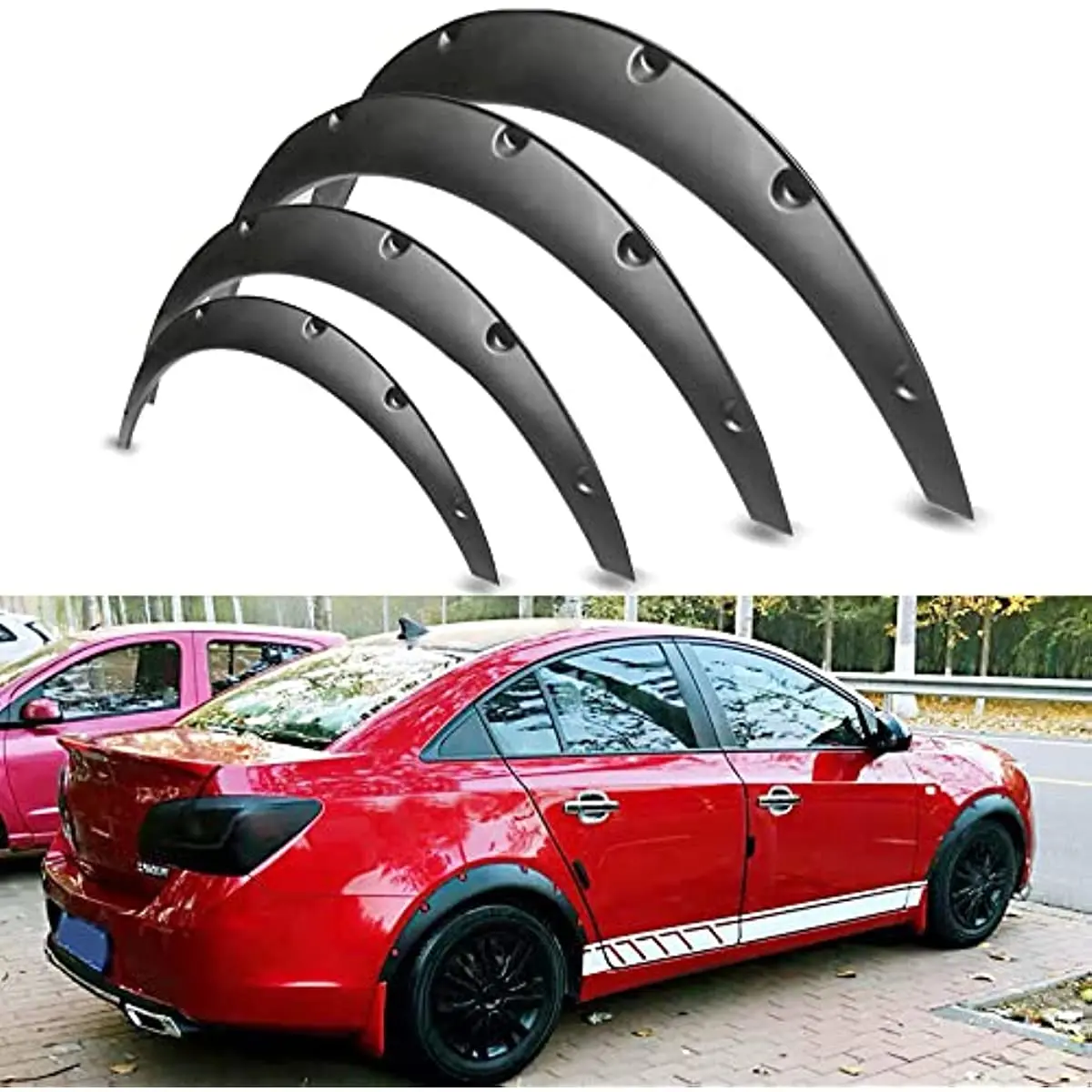 LAICY 4Pcs 3.5 inch/890mm Universal Car Wheel Arch Fender Flares Mudguard Mud Splash Guard Extra Wide Body Kit Wheel Arches