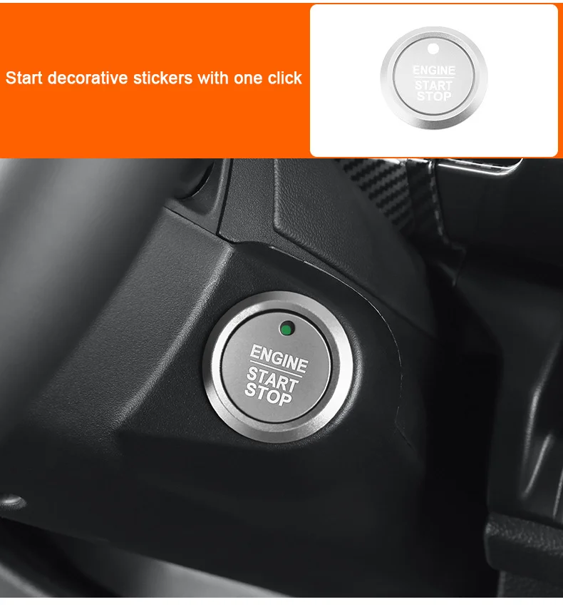 

For Ford Ranger Wildtrak T9 Raptor 2022 2023 2024 2025 Center Knob, One-touch Start Button Sticker Decor Car Interior Accessory