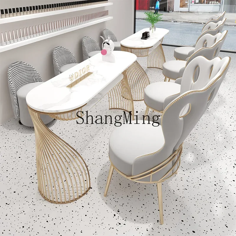 FGロックプレートインターネットセレブネイルテーブル＆チェアセット組み合わせアイアンアートシングルダブルネイルサロンネイルテーブル