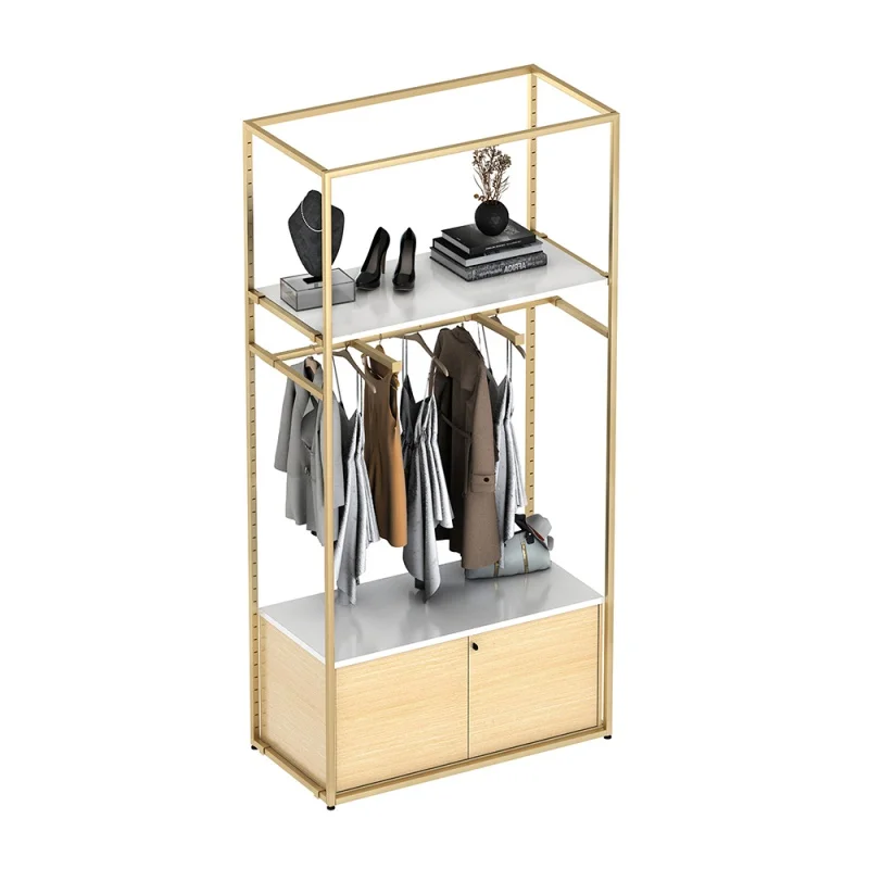 

custom.Big mall retail garment store fitting stands metal wall clothes display racks shelf for clothing shop